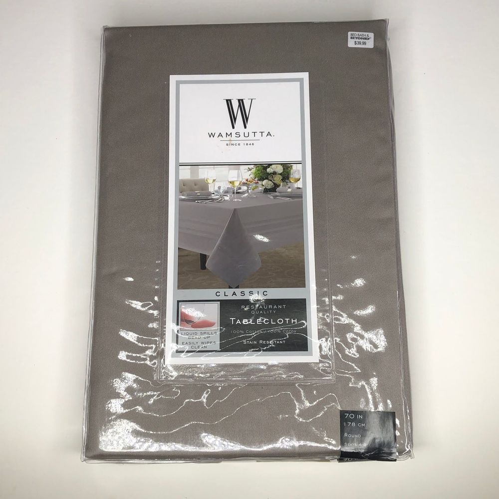 Wamsutta Grey Stain Resistant Round Tablecloth